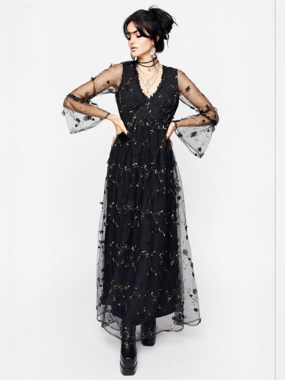 Disturbia Chrysanthi Applique Maxi Dress Size 8